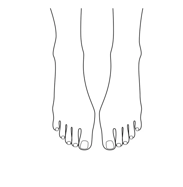 Belle santé femme pieds. L'art linéaire. Illustration vectorielle . — Image vectorielle