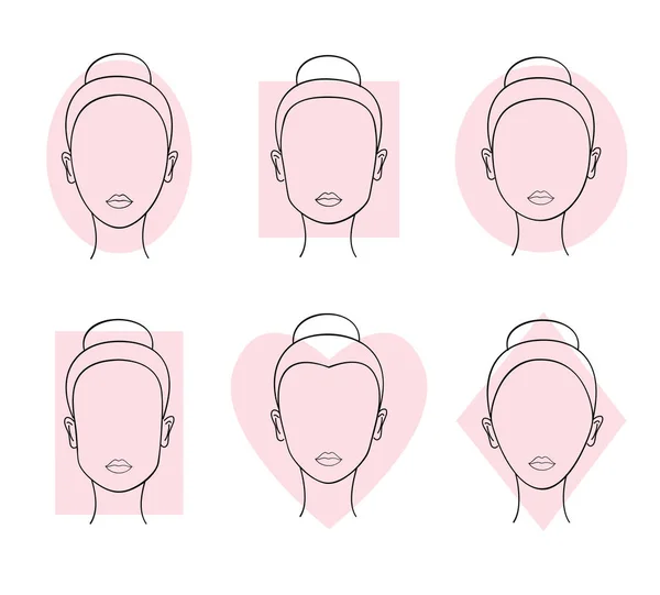Gesichtsformen von Frauen. Vektorillustration. — Stockvektor