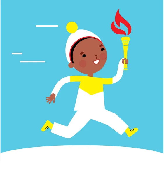 Running olympic torch bearer. — Stock Vector