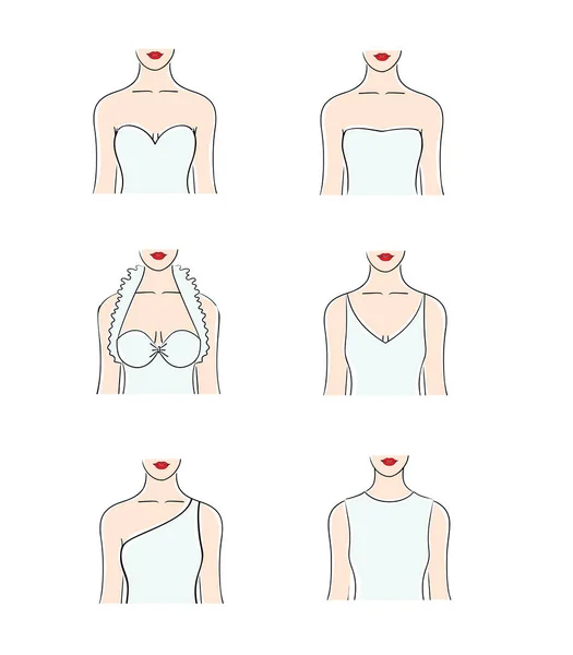 Escotes de mujer. Ilustración vectorial — Vector de stock