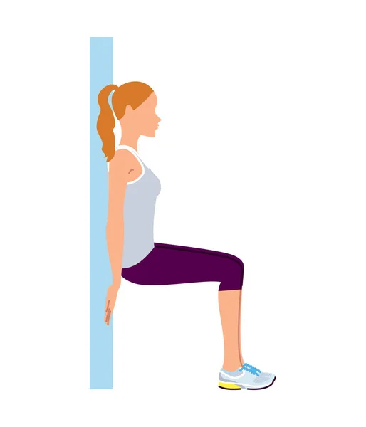 Kadın duvar sit fitness egzersiz yapmak. Vektör