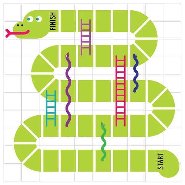 Ladders and snakes game board. Vector illustration — Stock Vector