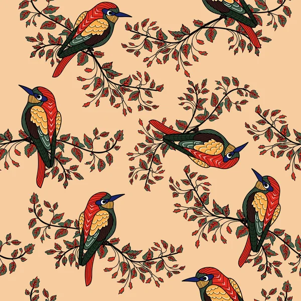Цветные птицы бесшовный фон 3 — стоковый вектор