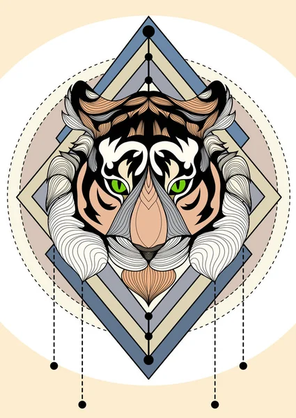 Illustration graphique tigre multicolore t-shirt design et tatouage — Image vectorielle