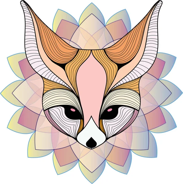 Fennec fox gambar ilustrasi multiwarna - Stok Vektor