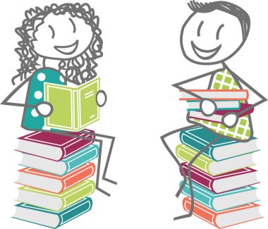 Çocuk veya kütüphaneye kitap okuyan Yetişkin