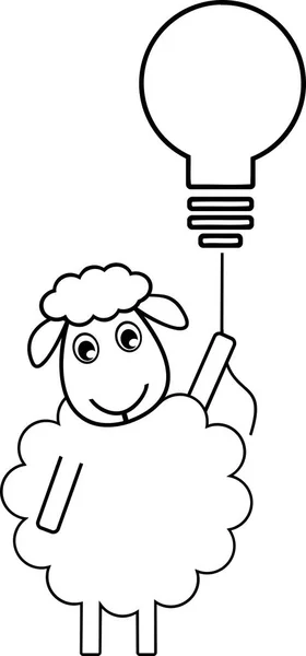 Owca Przeleciał Przez Żarówkę Symbol Pomysł Rozwiązanie Kreatywność — Wektor stockowy