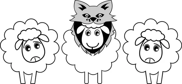 Owca Maskuje Się Jako Wilk Się Silniejszy Oszukać Przeciwnika Lub — Wektor stockowy
