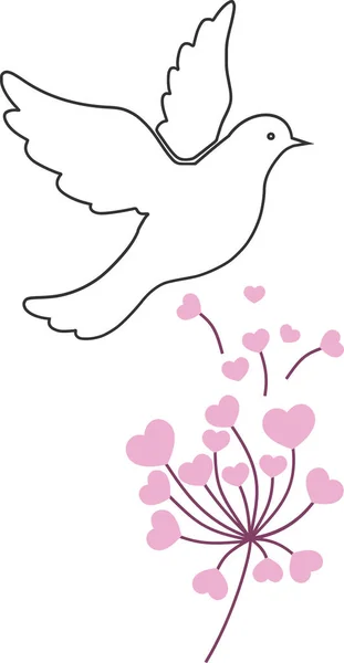 Illustration Love Peacea Dove Flower Illustrate Commemoration Peace Love Stock Illustration