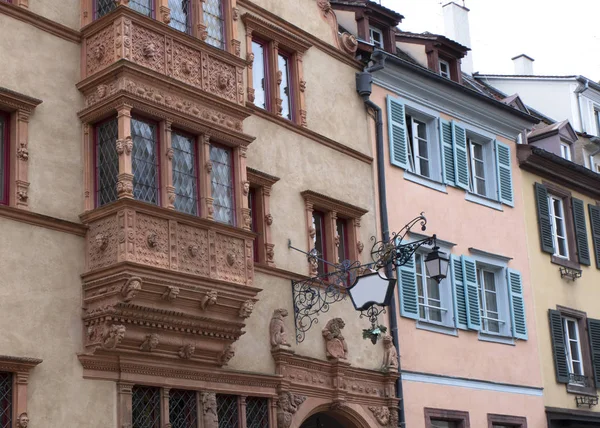 Detalj Fasaden Gammal Alsace Hus — Stockfoto