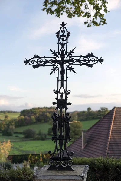 Religious cross in a rural village