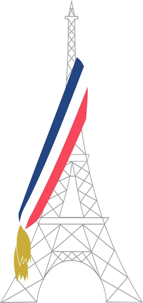 Torre Eiffel Con Una Bufanda Tricolor Del Alcalde Los Colores — Vector de stock