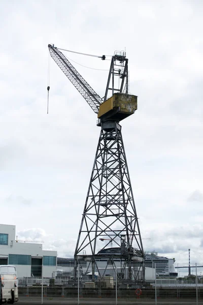 Détail Une Cabine Grue Sur Port — Photo