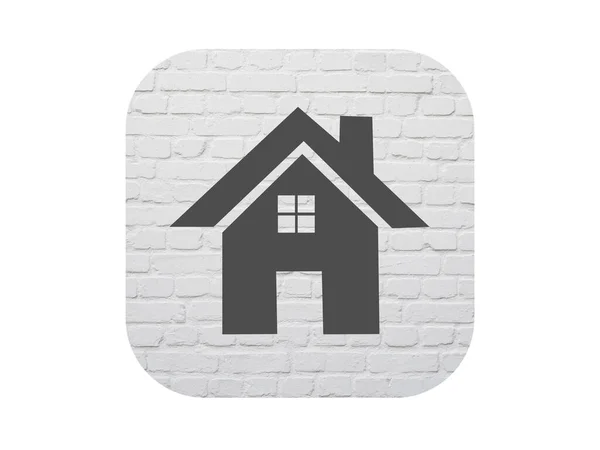 House Icon White Brick Background — 스톡 사진