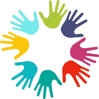 Çember şeklinde renkli eller.