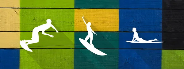 Surfers icon on a green et blue background