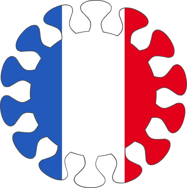 Ilustração Vírus Com Bandeira Francesa Meio — Vetor de Stock