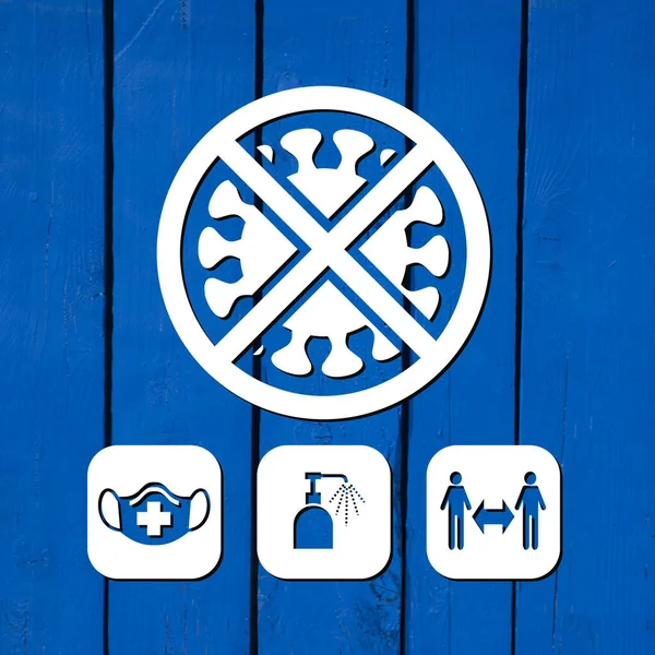 Covid-19 virüsüne karşı korunmak için bariyer jest simgesi