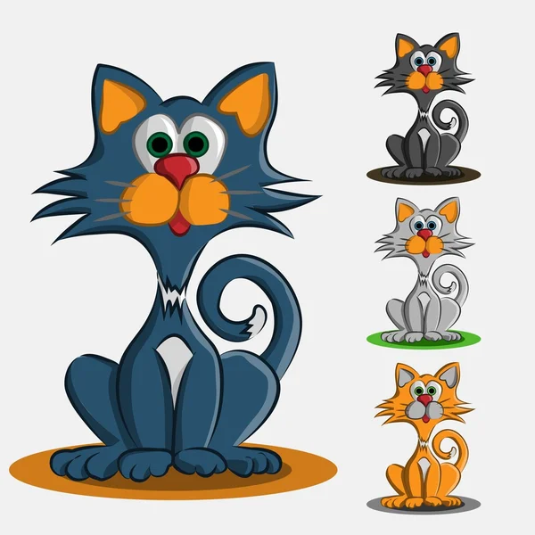 Set di quattro gattini colorati carino — Vettoriale Stock