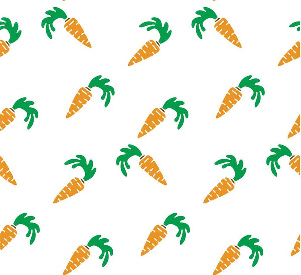 Seamless bright background. Orange carrots on a white background