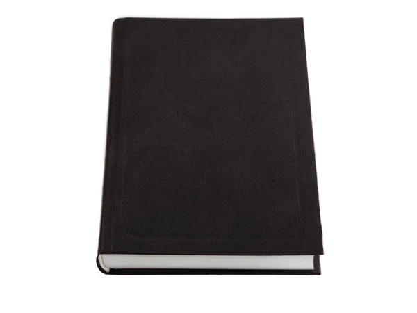 Закрита красива ізольована товста книга з чорною обкладинкою на білому тлі — стокове фото