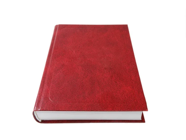Закрытая красивая изолированная толстая книга с красной обложкой на белом фоне — стоковое фото