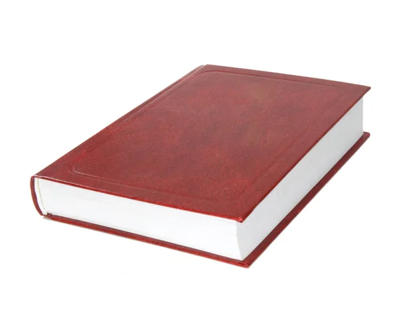 Fermé beau livre épais isolé avec une couverture rouge sur un fond blanc — Photo