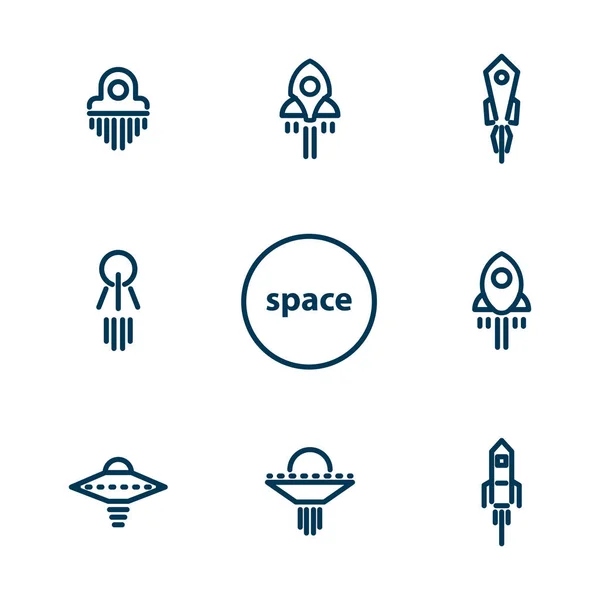 Uppsättning ikoner på temat rymden och rymdskepp — Stock vektor