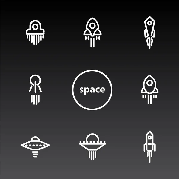 Set van pictogrammen rond het thema ruimte en ruimteschepen — Stockvector