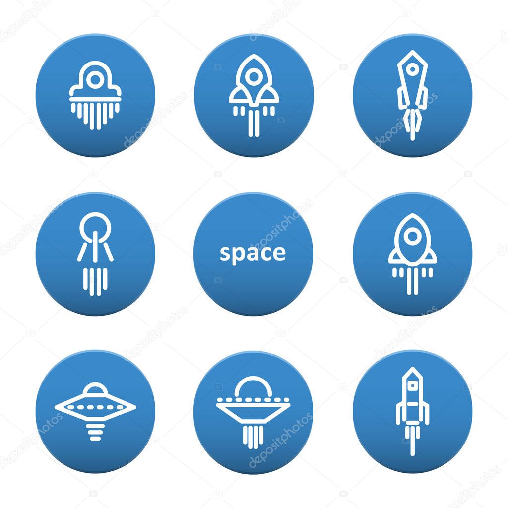 Set of icons on the theme of space and spaceships