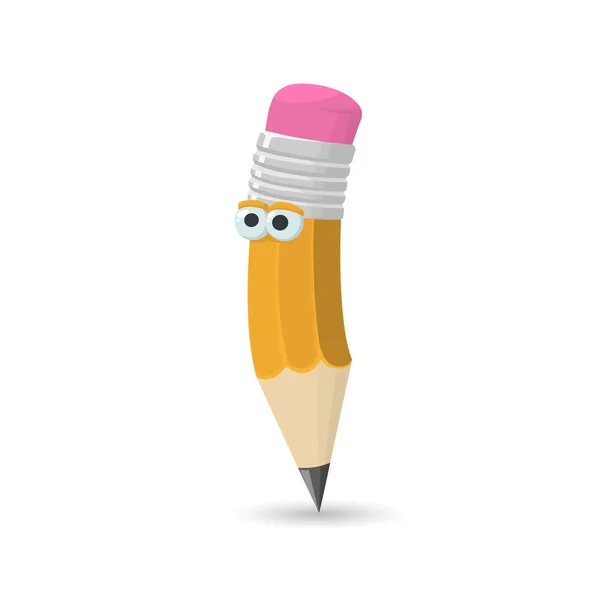 Bleistift mit Augen. ein Bleistift auf weißem Hintergrund — Stockvektor