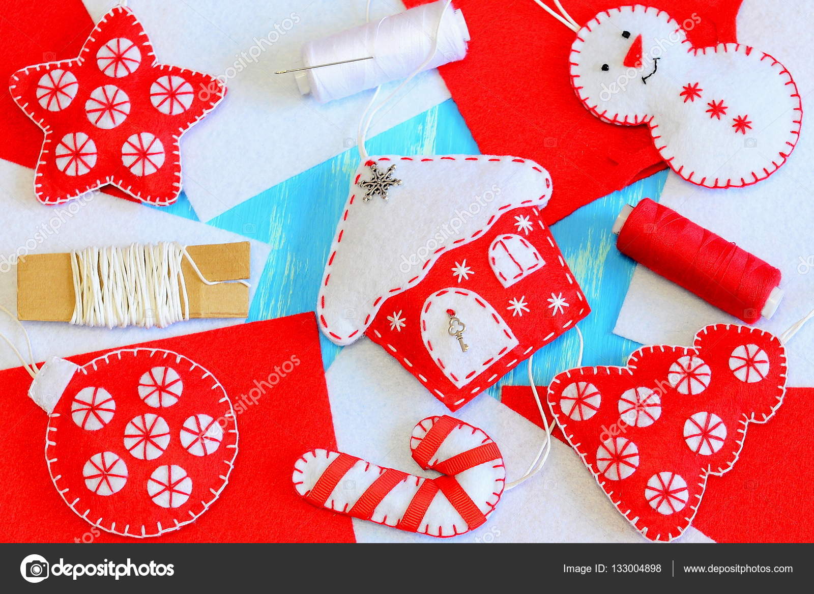 Easy Christmas crafts for adults or kids to make. Felt star, Christmas  tree, snowman and ball