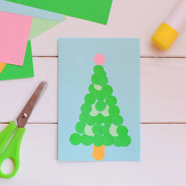 Winter Greeting Card Christmas Tree Nice Christmas Greeting Card Diy — Foto Stock