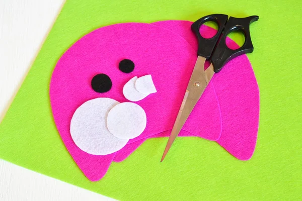 Sewing Set Pink Felt Monster How Make Monster Handmade Toy — Stock Photo, Image