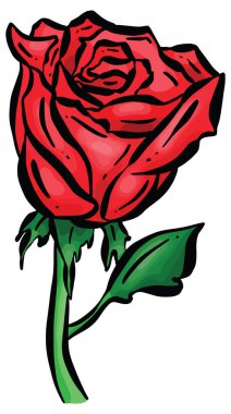 Soyut Çizgi Film Tasarımı Güllerin Çiçek ve Kök Çizimi