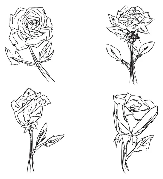 Illustration Abstraite Fleurs Tiges Roses — Image vectorielle