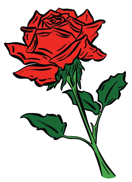 Diseño Abstracto Dibujos Animados Ilustración Rosas Flores Tallo — Vector de stock