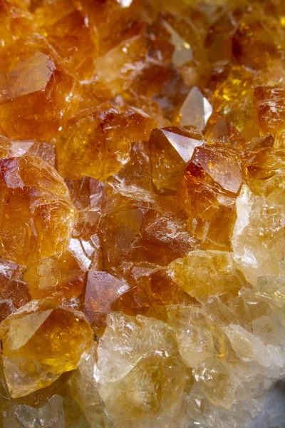 Citrin Rock Crystal Orange Gemstone Närbild — Stockfoto