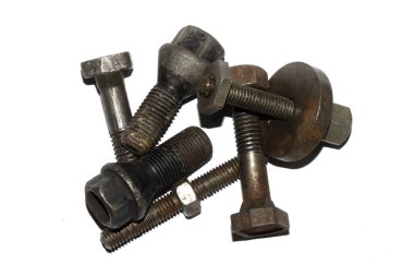 Beyaz Arkaplanda Eski Sürgü, Vidalar, Fındık Mühendisliği Metal Malzemeleri Koleksiyonu