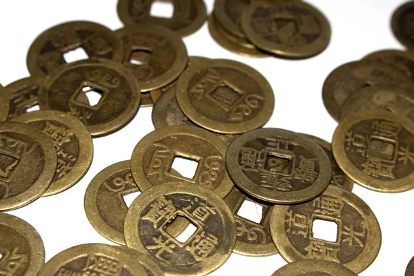 Крупный План Старинных Китайских Монет — стоковое фото