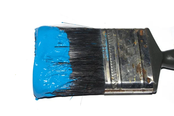 Синяя Акриловая Краска Мазок Кистью Краски Белом Фоне — стоковое фото