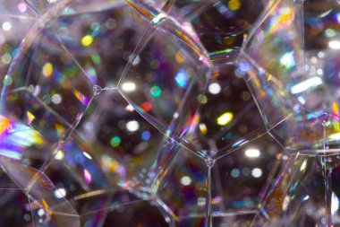 Banyo Suyunun Kapanışı Gökkuşağı Siyah Arkaplan Köpüğü