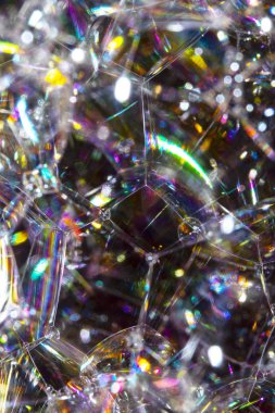 Banyo Suyunun Kapanışı Gökkuşağı Siyah Arkaplan Köpüğü