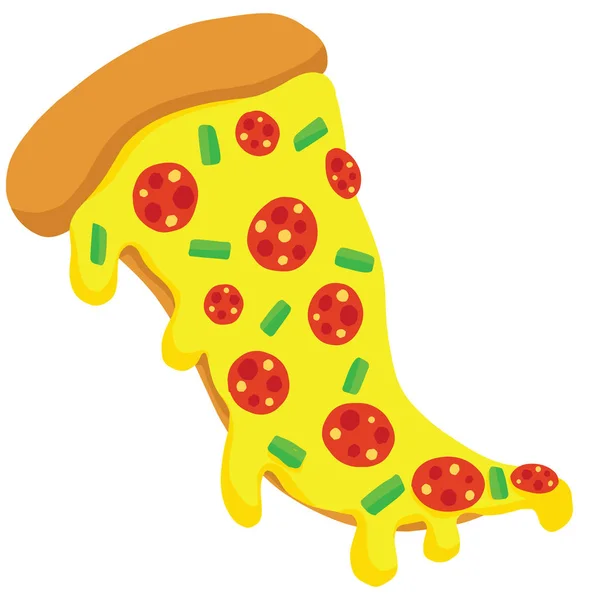 Ilustración Vectorial Dibujos Animados Pizza Con Pepperoni Toppings — Archivo Imágenes Vectoriales