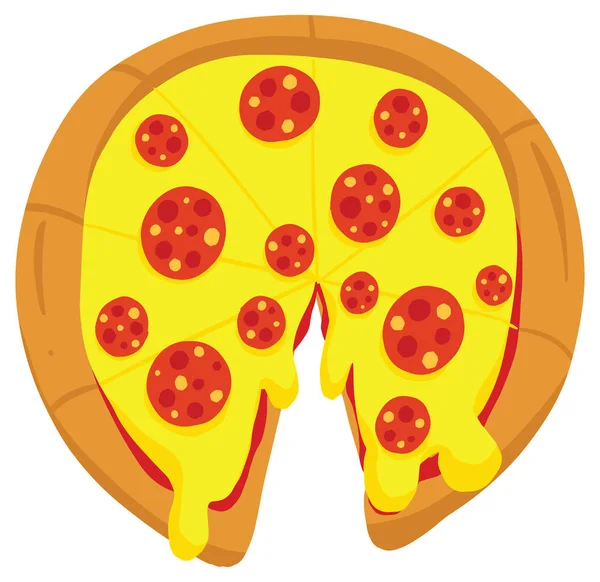 Ilustración Vectorial Dibujos Animados Pizza Con Pepperoni Toppings — Vector de stock