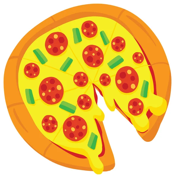 Ilustración Vectorial Dibujos Animados Pizza Con Pepperoni Toppings — Archivo Imágenes Vectoriales