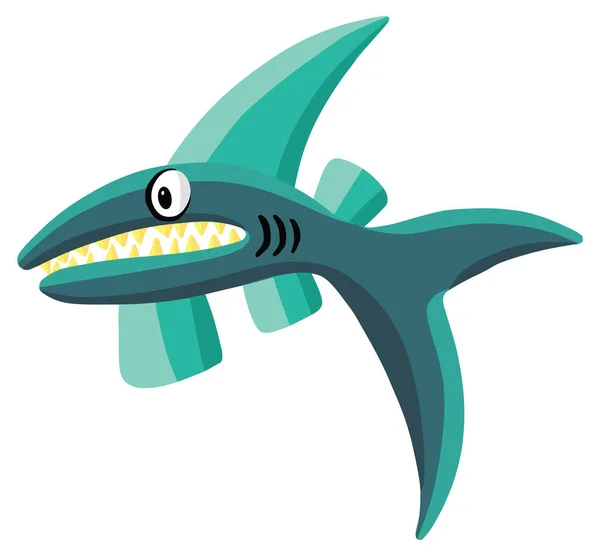漫画楽しい魚サメ水中ベクトルイラスト — ストックベクタ