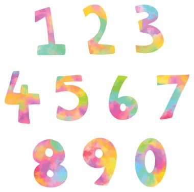 Çocukların 1 'den 9 Vektör Resimlerine Sayacağı Renkli Çizgi Sayılar