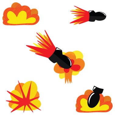 Çizgi film Bombaları, Savaş Füzeleri ve Patlama Vektörleri Koleksiyonu