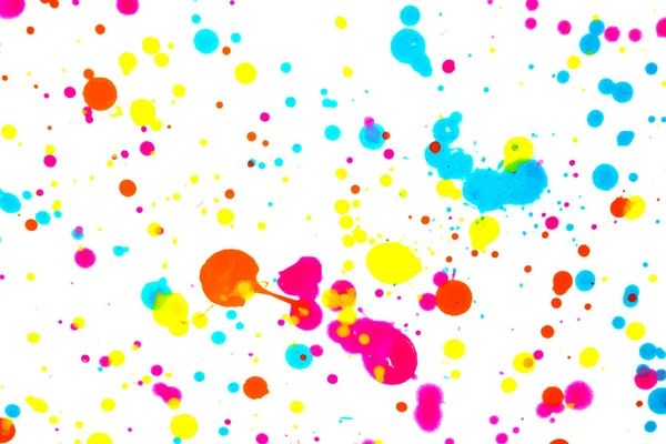 Close Splattered Paint Blobs White Paper Abstract Background — Stock fotografie